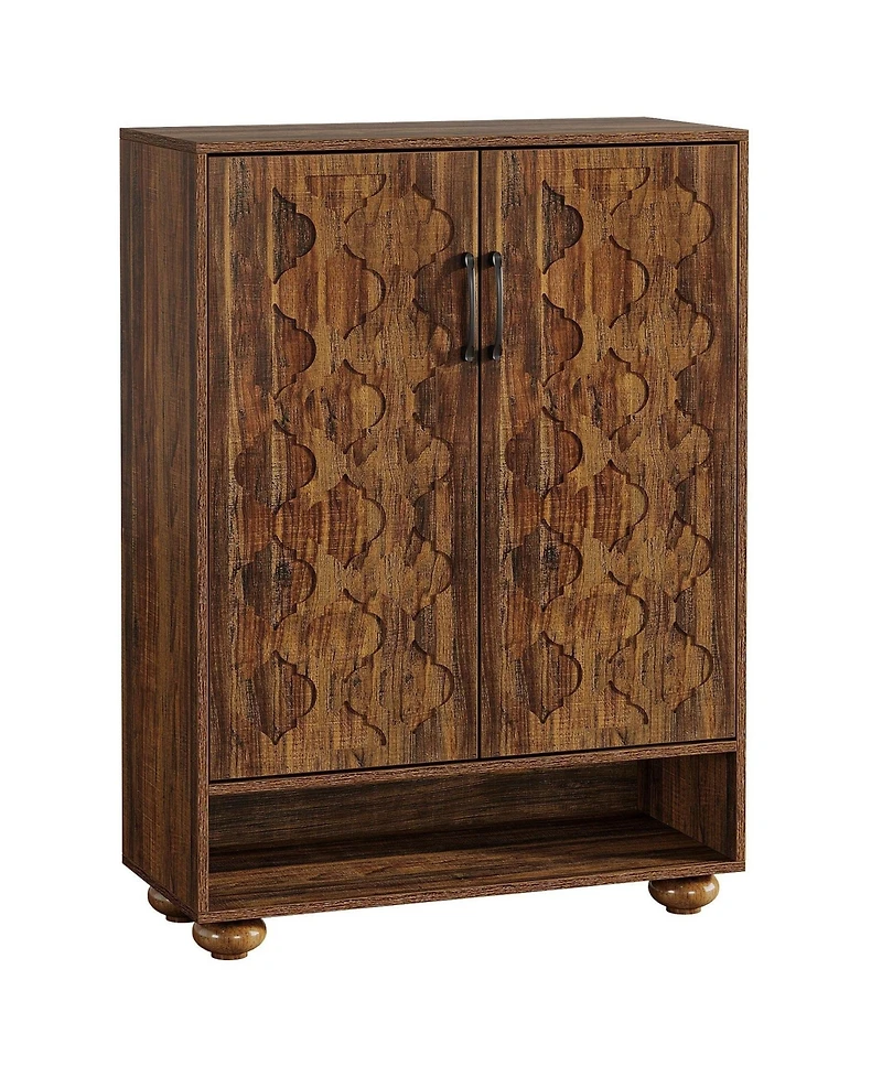 Slickblue 31.5 Inch Shoe Cabinet with 6 Tier Adjustable Shelves