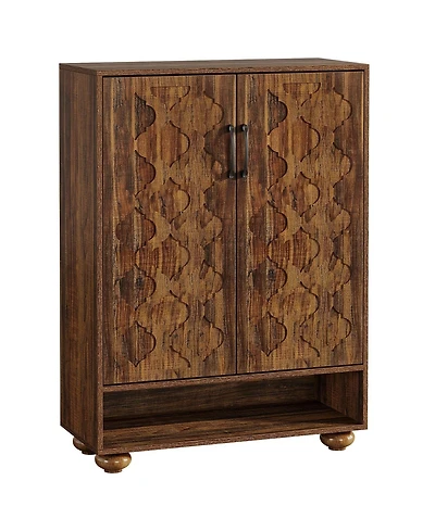 Slickblue 31.5 Inch Shoe Cabinet with 6 Tier Adjustable Shelves