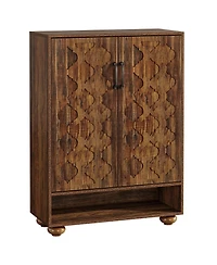 Slickblue 31.5 Inch Shoe Cabinet with 6 Tier Adjustable Shelves