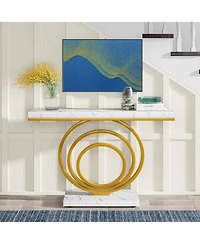 Slickblue Modern Narrow Console Table with Ring Base for Entryway and Living Room Use