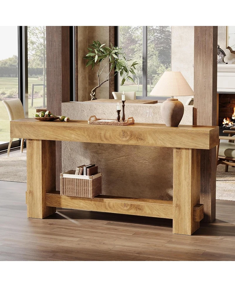 Slickblue Farmhouse Wooden Console Table, Sofa Table for Entryway and Hallway