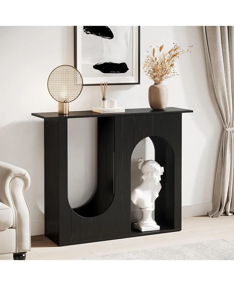 Slickblue Narrow Sofa Console Table with Arched Design for Hallway and Living Room