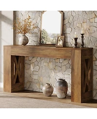 Slickblue Sofa Console Table with 2 Drawers and X-Shaped Legs, Narrow Design