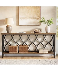 Slickblue Modern Industrial Console Table with 2-Tier Shelves for Living Room and Entryway