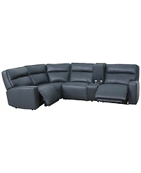 Zackary 5-Piece L Shape Leather Sectional with 2 Power Motion & Console, Macy's Exclusive