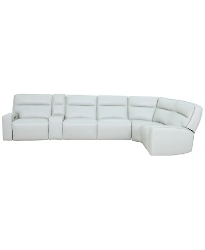 Zackary 6-Piece L Shape Leather Sectional with 3 Power Motion & Console, Macy's Exclusive