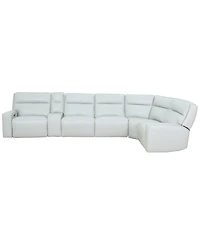Zackary 6-Piece L Shape Leather Sectional with 3 Power Motion & Console, Macy's Exclusive