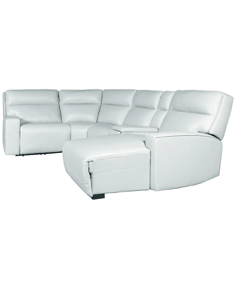 Zackary 5-Piece Leather Chaise Sectional with 2 Power Motion & Console, Macy's Exclusive