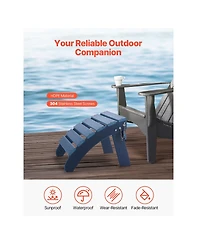Cozito Adirondack Ottoman, 18.7 x 18.9 x 13.8 inches Hdpe Folding Patio Foot Rest