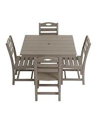 Streamdale Furniture 5-Piece Antique Wood Hdpe Outdoor Patio Dining Set with Square Table