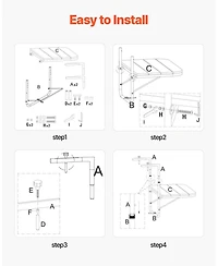 Cozito Balcony Hanging Table, Folding Railing Table with 4-Level Height