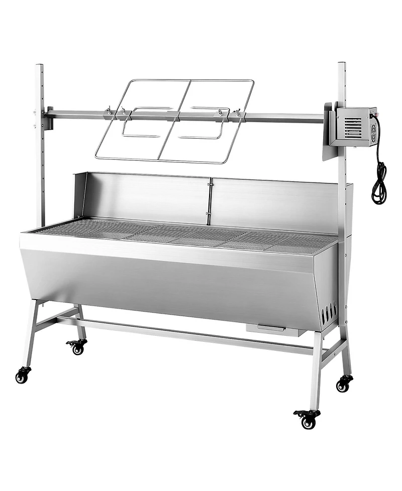 Cozito Rotisserie Grill, 38W Charcoal Spit Roaster with Wheels and 4-Level Height
