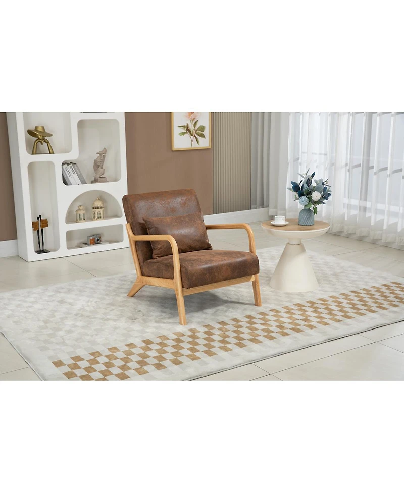 Streamdale Furniture Mid-Century Modern Wood Frame Accent Chair with Waist Cushion