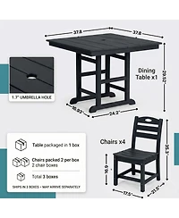 Streamdale Furniture Hdpe 4-Piece Square Patio Dining Set with Umbrella Hole