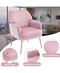 Streamdale Furniture Velvet Upholstered Accent Chair with Metal Legs