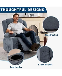 gaomon Wide 360degree(s) Swivel Rocker Recliner for Adults, Cup Holder - Upholstered Deep Seat Linen Lazy Boy Chair for Living Room and Nursery