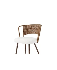Streamdale Furniture 2 Piece Wicker Dining Chair Set with Cushioned Cane Back and Metal Legs