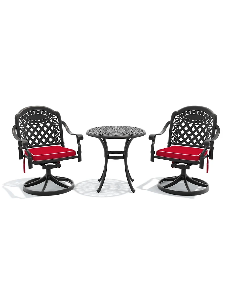 Streamdale FurnitureAll-Weather Cast Aluminum Dining Set with Swivel Chairs