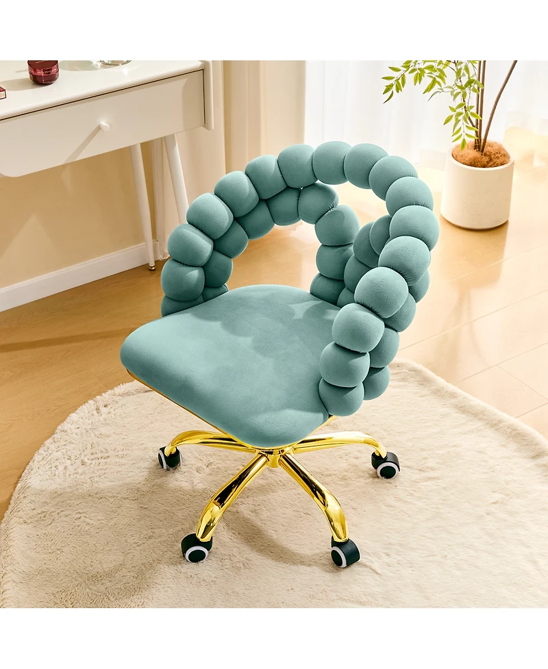 Streamdale Furniture Modern Velvet Adjustable Swivel Desk Chair with Base