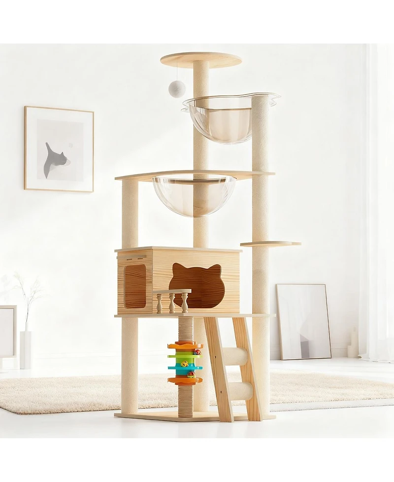 6thdruple Cat Tree Tower, Modern Cat Condo with Sisal Scratching, Perch, Acrylic Hammock