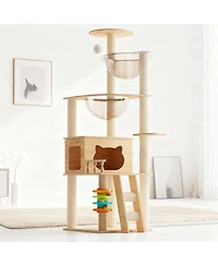 6thdruple Cat Tree Tower, Modern Cat Condo with Sisal Scratching, Perch, Acrylic Hammock