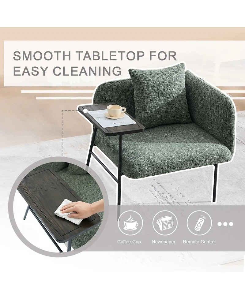 Streamdale Furniture Modern Upholstered Lounge Chair with Side Table and Storage Pockets