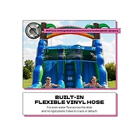 Pop Jump Tropical Island 23' Dual Lane Center Climb Waterslide With Attached Pool