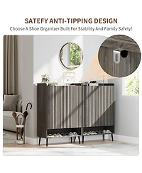 homfan Large Shoe Cabinet with Doors, 6 Tier Storage Adjustable Shelves, Freestanding Rack Organizer