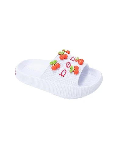 Bebe Little Girls Girls Eva Slide - Lightweight Comfy Slide Sandals with Cherry Charms