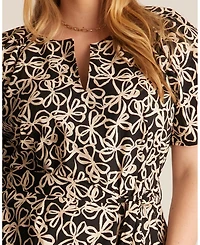 Estelle Women's Noirette Cotton Print Belted Midi Dress