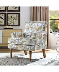 Streamdale Furniture Floral Upholstered Armchair with Nailhead Trim and Legs