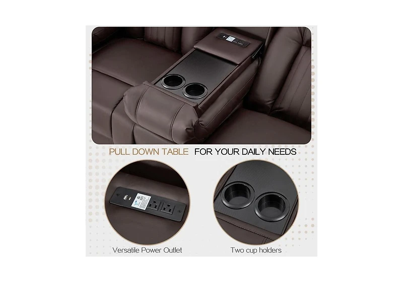 Aecojoy Recliner Loveseat with ConsoleandBluetooth Speakers, Manual Rv Reclining Sofa