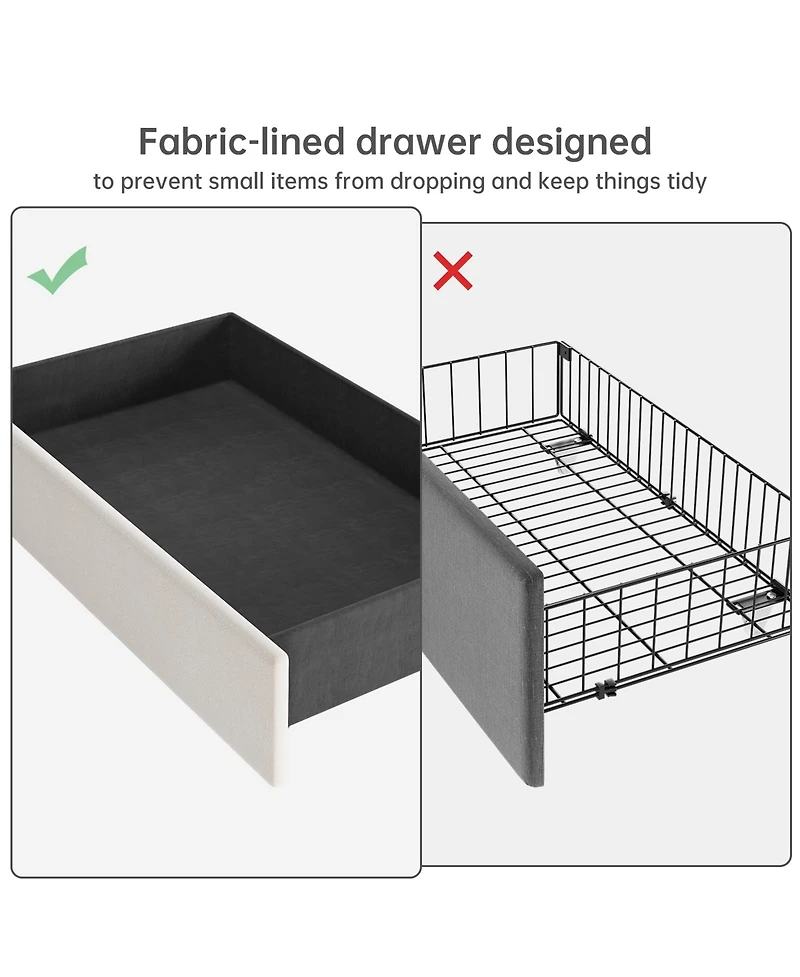homfan Elegant Upholstered Platform Bed Frame Diamond Tufted Headboard with 4 Storage Drawers Space Saving Trundle