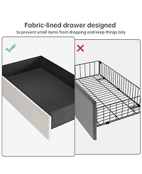 homfan Elegant Upholstered Platform Bed Frame Diamond Tufted Headboard with 4 Storage Drawers Space Saving Trundle