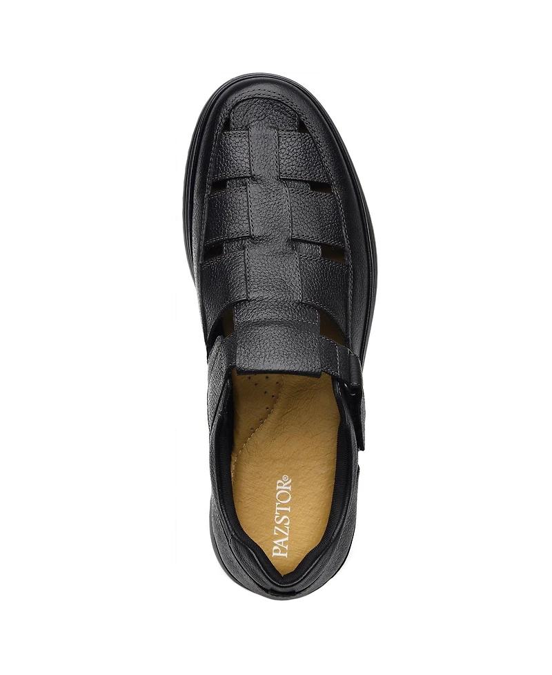 Pazstor Men's Premium Comfort Leather Closed Toe Casual Sandals Memphis