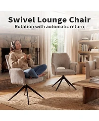 Streamdale Furniture Set of 2 Modern Fabric Rotating Dining Chairs