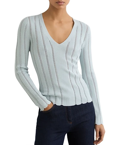Reiss Women's Open-Stitch V-Neck Jumper