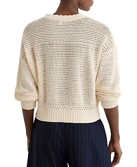 Reiss Women's Cotton Open-Stitch Crewneck Jumper