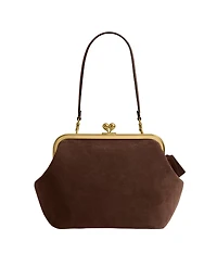 Coach Suede Kiss-Lock Small Frame Handbag