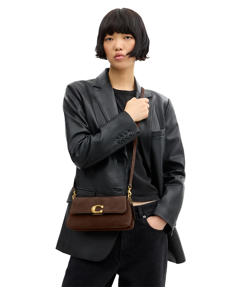 Coach Suede Jet Leather Small Shoulder Bag