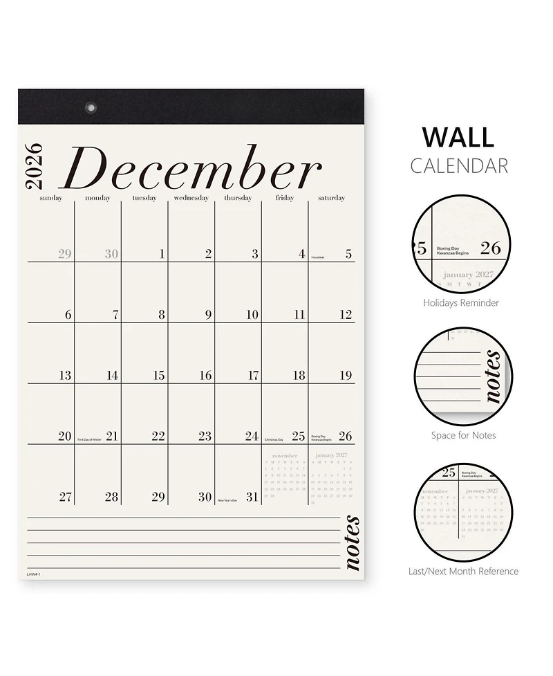 Gnuadz Wall Calendar 2026-2027 Monthly Hanging Organizer Minimalist