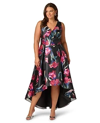 Adrianna Papell Plus Printed Sleeveless Mikado Dress