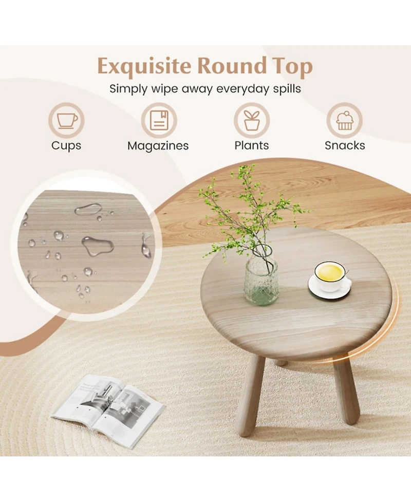 Yiortwo Outdoor Coffee Table with 18 Inch Round Mahogany Wood Top and Tripod Base