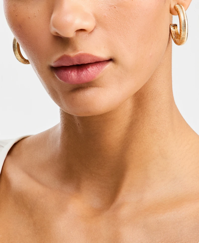 I.n.c. International Concepts Textured Metal Hoop Earrings, Macy's Exclusive