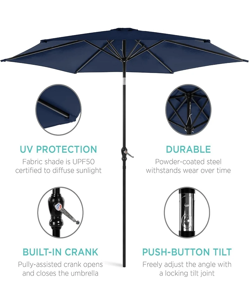 Yiortwo 9 Ft Patio Umbrella with Crank Lift and Push Button Tilt for Outdoor Dining