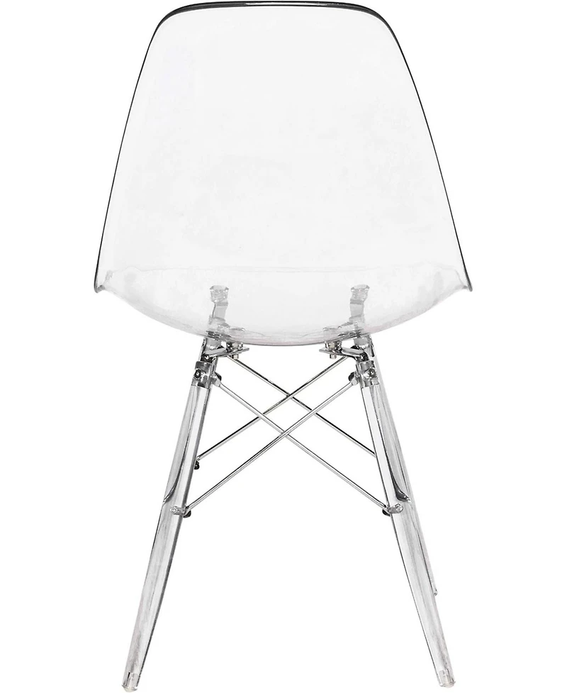 LeisureMod Cresco Modern Molded Dining Chair Set of 2 Chrome-Plated Eiffel Base and Acrylic Support Legs Ergonomic Curved Seat Accent Side