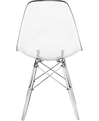 LeisureMod Cresco Modern Molded Dining Chair Set of 2 Chrome-Plated Eiffel Base and Acrylic Support Legs Ergonomic Curved Seat Accent Side