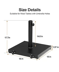 Pellebant Outdoor 40/55LBS Concrete Umbrella Wheel Base Stand Square Weighted for Patio Market Umbrella