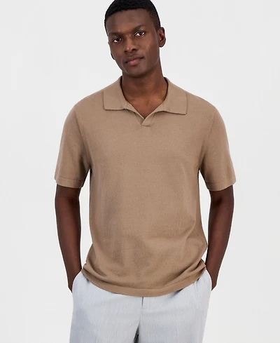 Alfani Men's Cotton-Blend Johnny-Collar Polo Sweater, Macy's Exclusive