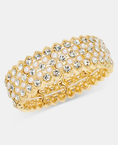 Charter Club Faux Pearl and Glass Stretch Bracelet, Macy's Exclusive